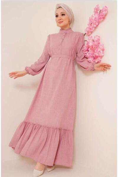 YILMAZBARMAZ Γυναικείο λινό φόρεμα γιακά