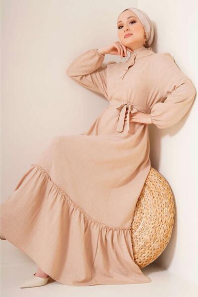 YILMAZBARMAZ Γυναικείο λινό φόρεμα γιακά