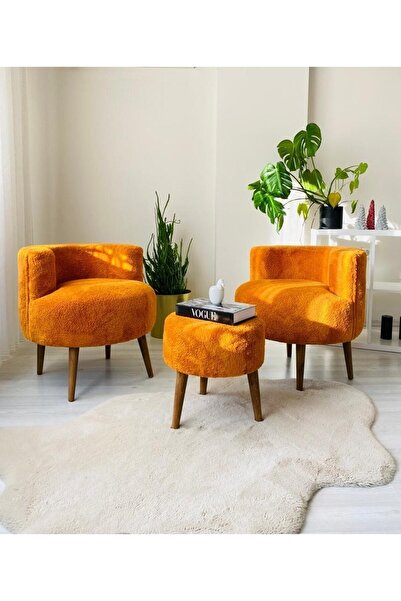 PUFANNA Çay Seti Ikili Koltuk Berjer Ve Puf Takımı (salon, Balkon, Ofis) 3 Lü...