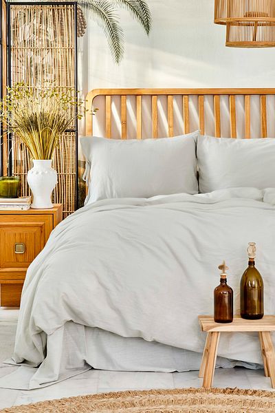 Karaca Home Γκρι 100% βαμβακερό σετ κρεβατιού διπλό πυζάμα
