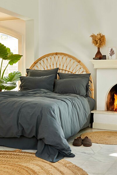 Karaca Home 4 Element Gray 100% Cotton Dark Single Duvet Cover Set Ateş