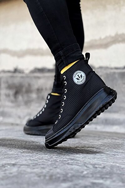 Rainon Store Black Linen Half Ankle Men's Sneakers