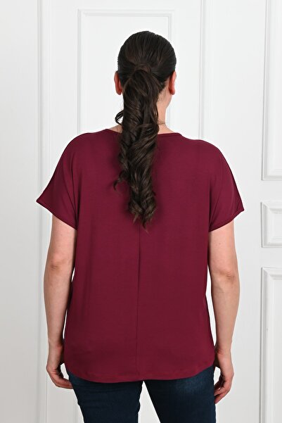 Koza Butik Women's V-neck Large Size T-shirt 1486-23