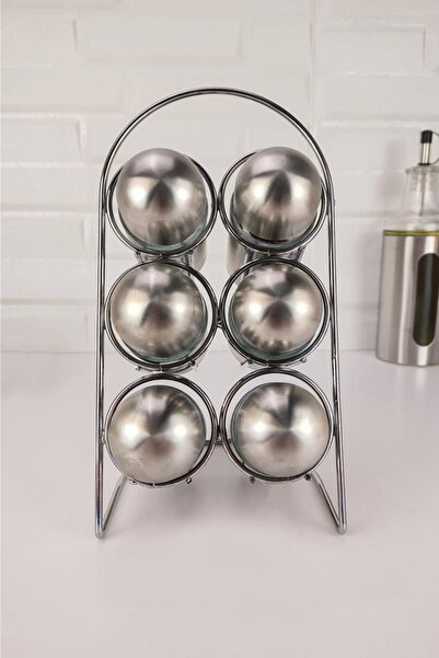 Digithome 6-Piece Metal Spice Rack Set with Stand – Glass-433 C320.049
