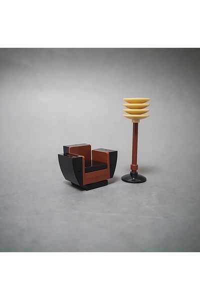 LEGO Moc Custom Minifigure City City Modular Building - Brown Armchair Lamp Original Accessory