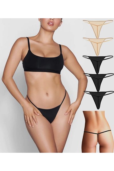 GECKO COLLECTION Women's Panties Thong T-string with String and Elastic Rope 5 Pieces