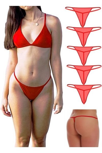 GECKO COLLECTION Gecko T-stirng Drawstring Elastic Women's Thong Panties 3 Pieces