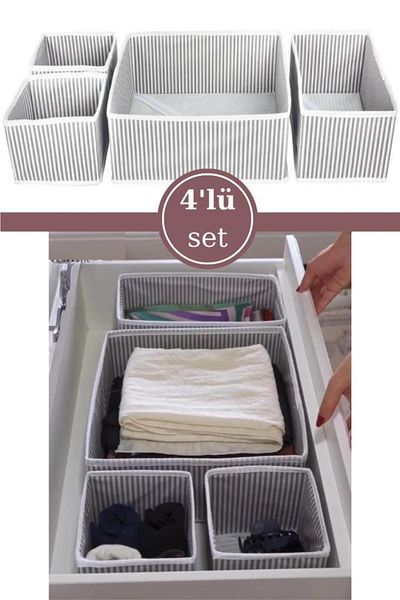 Flosoft Σετ 4 τεμαχίων Organizer συρταριών από 12 σε 4, Organizer Box πολλαπλών χρήσεων