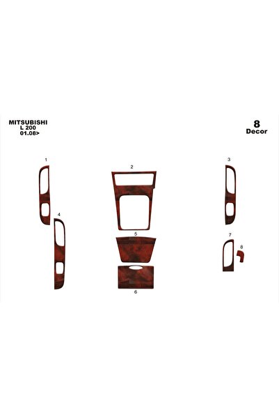 meriç cockpit design ميريتش ®   ميتسوبيشي L200 توربيدو امامي مطلي ماهوجني 8 قطع 2009-2014