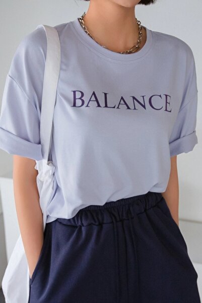 MODAGEN Μπλουζάκι Unisex Lilac Balance με στάμπα Oversize
