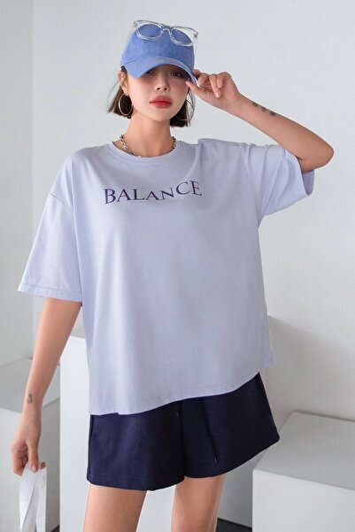 MODAGEN Μπλουζάκι Unisex Lilac Balance με στάμπα Oversize