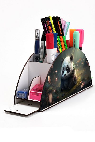 kutuTR Wooden Vip Colorful Animals Rainbow Ruled Desktop Pen Holder Organizer Assembled Boxed