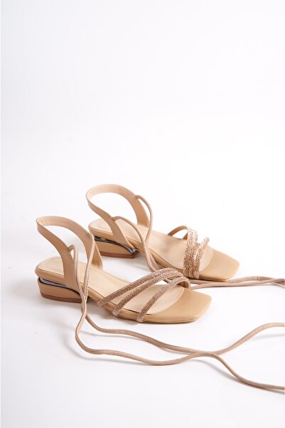 Moda Değirmeni Nut Women's Low Heel Drawstring Evening Shoes Bg1071-121-0008
