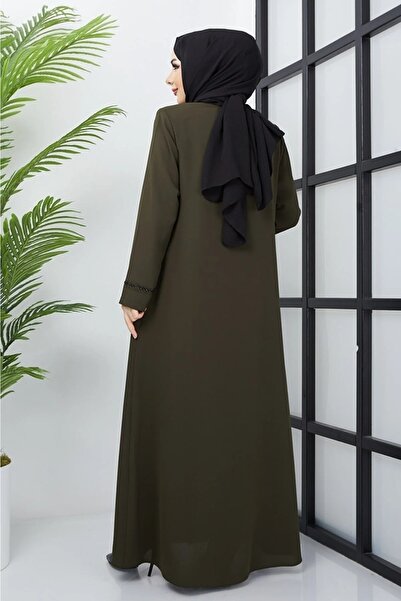 KMKkombin Women's Plus Size Front and Ankle Stone Embroidered Honeycomb Fabric Top Coat Summer 1323