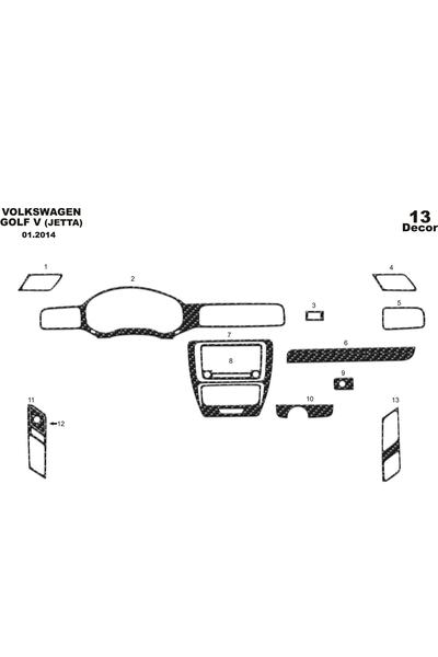 meriç cockpit design ميريتش ®   فولكس واجن جيتا تنجيد أمامي أسود لامع 13 قطعة...