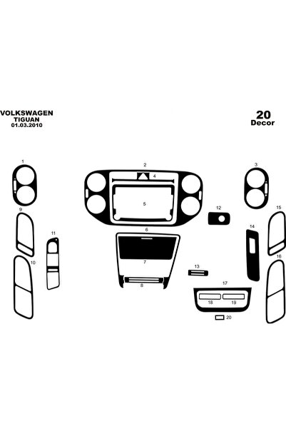 meriç cockpit design ميريتش ®   فولكس واجن تيجوان تنجيد أمامي أسود لامع 20 قط...