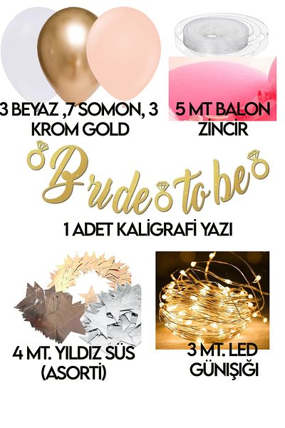 Parti dolabı مجموعة بالونات مضاءة من Bride To Be لتزيين غرفة العروس وحفلات توديع العزوبية باللون الذهبي