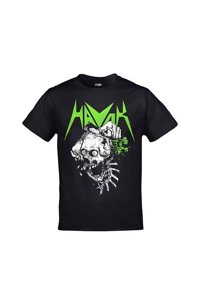Orijin Tekstil Havok Skull Printed Unisex Black Tshirt