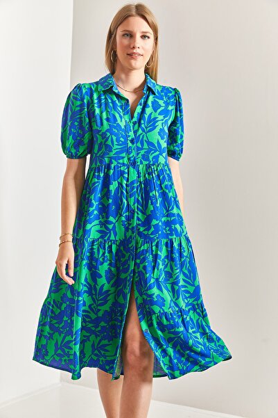 Bianco Lucci Dámské viskózové šaty s límečkem