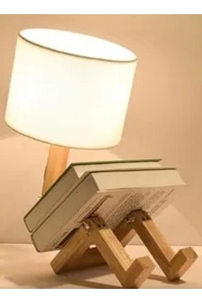 TEKAY AYDINLATMA Natural Wooden Sitting Man Lampshade with White Head