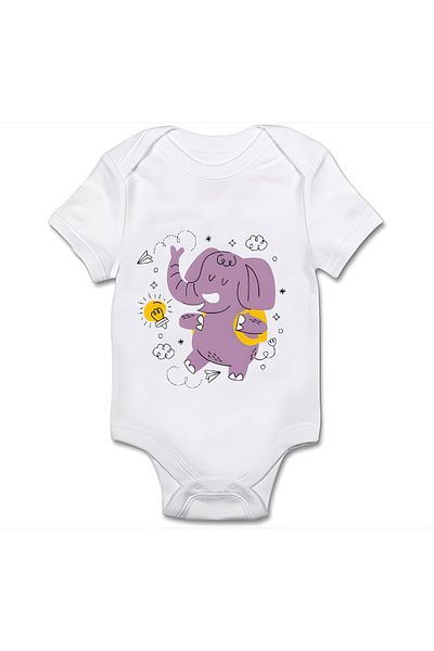 GREY Baby Bodysuit / Baby Bodysuit / Half Sleeve Baby Bodysuit / Printed Baby Bodysuit