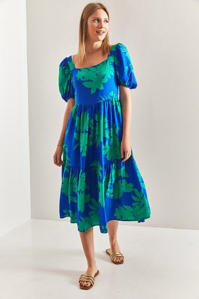 Bianco Lucci Női szögletes galléros görögdinnye ujjú Terikoton ruha