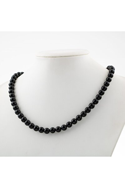 Haremi Black Tourmaline 8 mm String Natural Stone Necklace