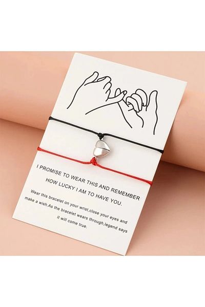 Herşey Nota 2 Pieces Lover Friendship Best Frends Heart Magnet Bracelet