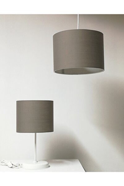 TEKAY AYDINLATMA Yatak Odası Gri Avize Abajur Seti Genç Odası