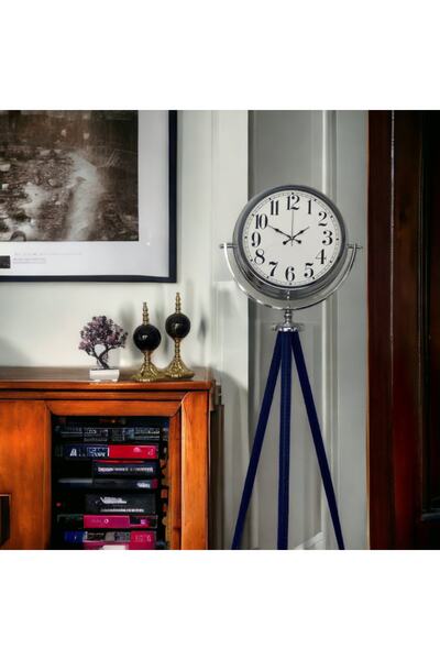 Bahat Krom Metal Ofis Salon Otel Ayaklı Seyyar Saat B29