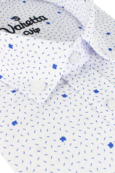 Varetta Чоловіча синя сорочка з кишенями, класичний крій, з принтом, бавовняна, з довгими рукавами