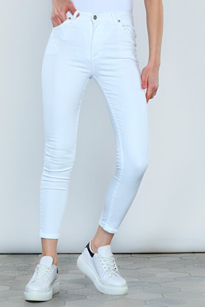 GÜLSELİ Білі жіночі джинси з вузькими штанинами