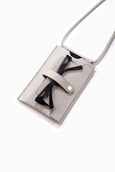 BAGBOX Gri Çizgili Hakiki Deri Telefonluk , Kartlık, Gözlük Çantası(İPHONE 11...