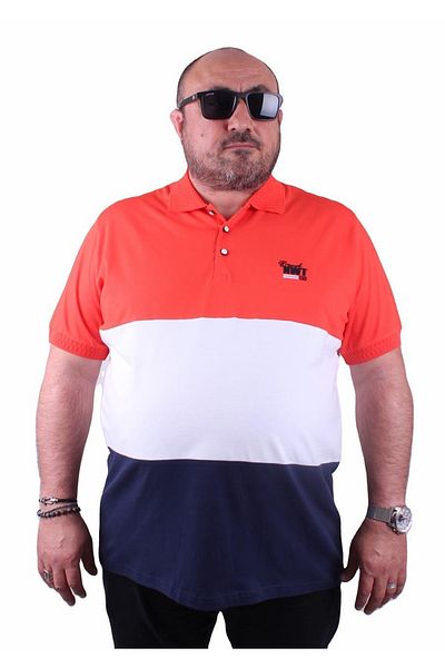 MocGrande Μπλουζάκι με γιακά Polo μεγάλου μεγέθους 23414 Λουλούδι Ρόδι
