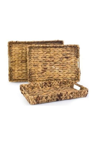 ACAR 20 3-Piece Rectangular Wicker Tray Set