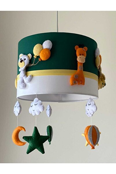 Genel Markalar Koyu Yeşil Sarı Şeritli Beyaz Renk Hayvan Figürlü Kız/erkek Be...