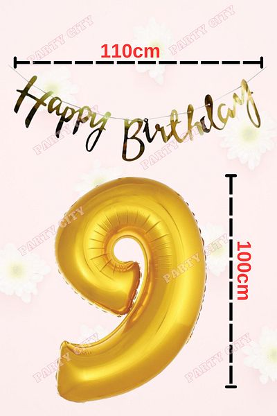 Party City Μίνι σετ 9 ετών Happy Birthday