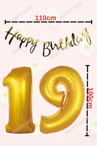 Party City 19 Years Happy Birthday Mini Set