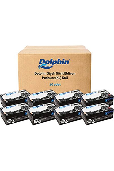 Dolphin Ekstra Kalın Siyah Nitril Eldiven Pudrasız Xl10pk X 100adet