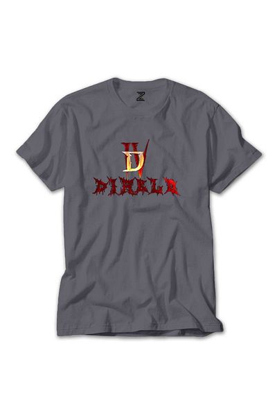 Z zepplin Diablo Iv Logo και Text Grey T-Shirt