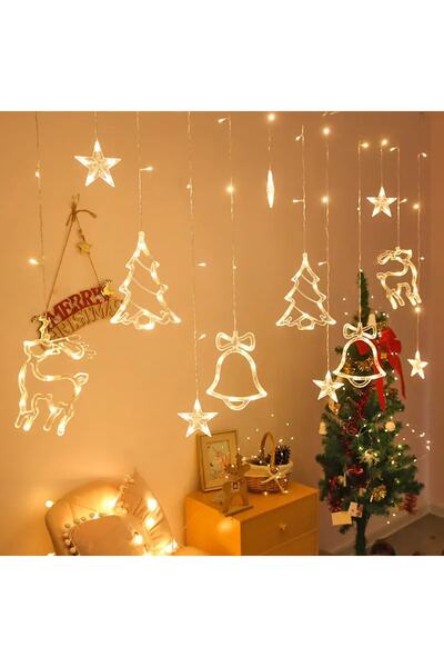 Ema Dükkan 120 Led Perde Led 2.5 Metre Yılbaşı Süsü Led 8 Fonksiyonlu Saçak Led