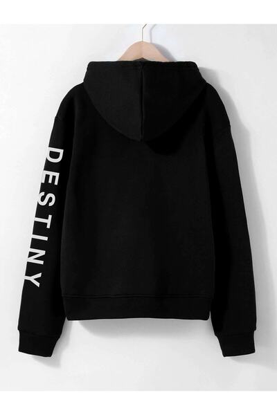aynewmoda Hanorac oversize cu glugă cu imprimeu Destiny unisex