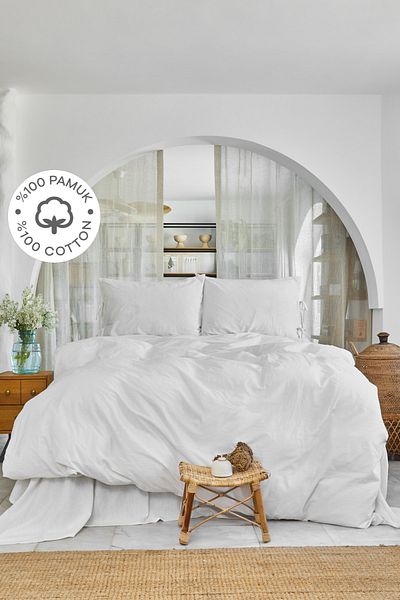Karaca Home 4 Element White 100% Cotton Single Duvet Cover Set Air