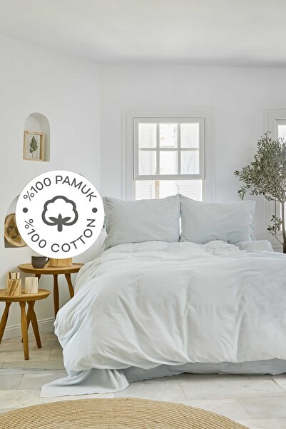 Karaca Home Односпальний підодіяльник 4 Element Light Blue 100 бавовняний Односпальний підодіяльник Su