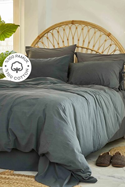 Karaca Home 4 Element Gray 100% Cotton Dark Single Duvet Cover Set Ateş