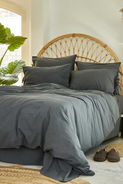 Karaca Home 4 Element Gray 100% Cotton Dark Single Duvet Cover Set Ateş