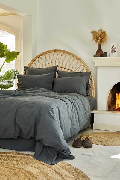 Karaca Home 4 Element Gray 100% Cotton Dark Single Duvet Cover Set Ateş