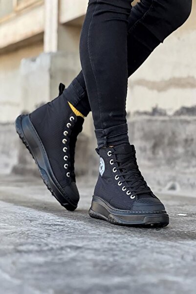 Rainon Store Black Linen Half Ankle Men's Sneakers