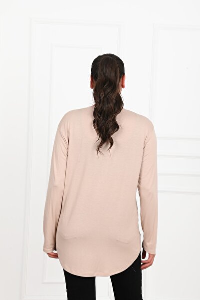 Koza Butik Γυναικεία μπλούζα με μισό φερμουάρ με λεπτομέρειες 1387-23