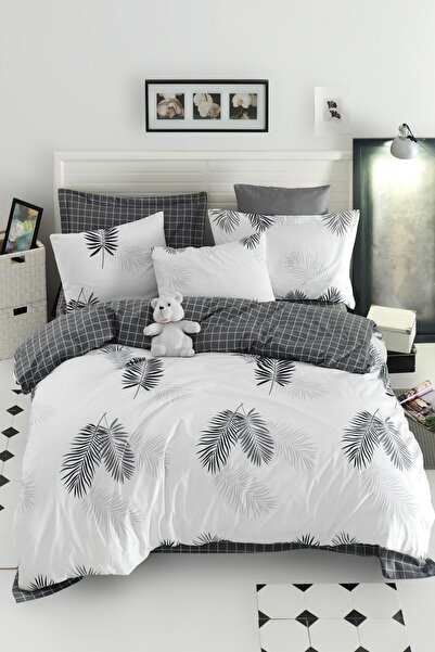 Enlora Home Mature Nevresim Seti Çift Kişilik Pipong Beyaz-gri